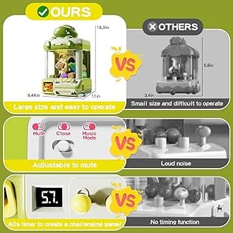 Dinosaur Kids Claw Machine - Electronic Arcade Game with Music, Boys Birthday Gifts for Age 3+, Includes 20 Plush & 12 Dinosaur Accessories (Large)