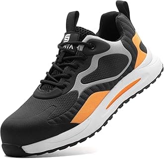 Safety Shoes for Men Women Steel Toe Boots Non-Slip Lightweight Breathable Sneakers Puncture Proof Protective Industrial Black Work Shoes