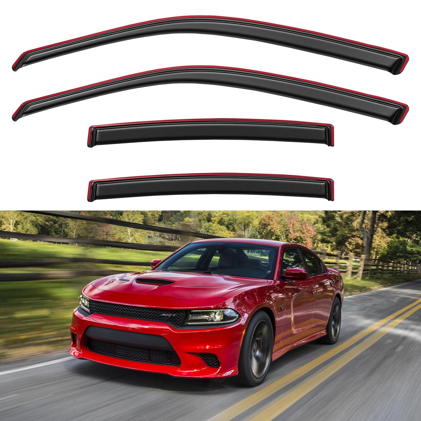 Window Rain Guards Shield for 2011-2023 Dodge Charger, Window Vent Visors Shades Wind Deflectors for 11-23 Charger 253