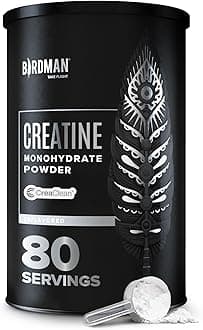 BIRDMAN Micronized Creatine Monohydrate Powder, Muscle Recovery, Caffeine Free, Creatine Pre Workout, Vegan, Post Workout, Gluten Free, Sugar Free | 80 Servings (5 Grams Each) | 0.8lb