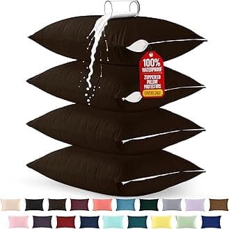 Utopia Bedding Premium 100% Waterproof Pillow Protectors with Zipper Standard Size (Set of 4), Bed Bug and Dust Mite Proof Zippered Pillow Covers, Pillow Encasement Cases, Brown