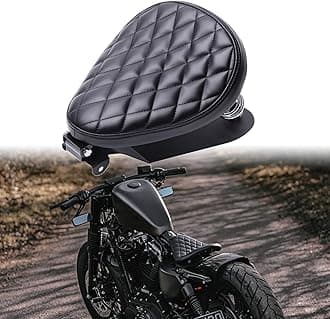 Motorcycle Seat Cushion Driver Solo Seats with Spring Bracket PU Leather Compatible with Harley Honda Yamaha Kawasaki Sportster Iron 883 1200 Chopper Bobber Cafe Racer