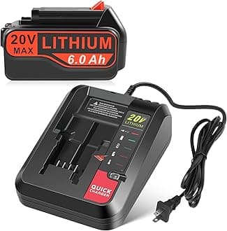 Futurebatt 20v Lithium Battery for Black and Decker 6.0Ah Battery Replacement and Charger Combo Compatible with LBXR20, LBXR20B, LBXR20-OPE, LBXR2020, LBXR20, LB20, LBX20, LB2X4020 Cordless Tool
