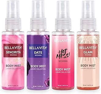 Bella Vita Luxury Body Mist Travel Size Gift Set for Woman with Date, Senorita, Glam & Hot Mess Refreshing Floral, Fruity|Long Lasting Fragrance, 50ml Each