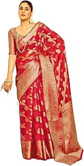 SWORNOF Women's kanjivaram banarasi silk saree for Patola festival Wedding silk with rich pallu Design sarees for women with blouse piece