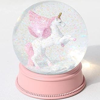Unicorn Snow Globes for Girls, Pink Glitter Glass Snowglobe for Kids, Christmas Birthday Gifts for Girls, Wife, Daughter, Granddaughter(100MM)