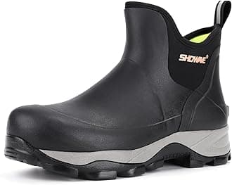 Men's Rubber Boots Waterproof Rain Footwear Durable Short Hunting Boots for Mud Gardening Yard and Chore Working