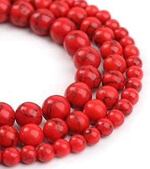 Natural Stone Beads 8mm Red Turquoise Polished Round Smooth Gemstone Beads for Jewelry Making 15 Inch(Red Turquoise,8mm)