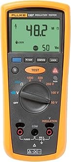 Fluke 1507 Digital Megohmmeter Insulation Resistance Tester, for Advanced Industrial and Electrical Insulation Testing, Offers Multiple Insulation Test Voltages: 50 V, 100 V, 250 V, 500 V, and 1000 V