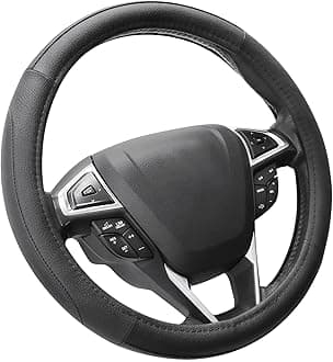 SEG Direct Steering Wheel Cover for Car, Standard Size 37-39cm, Auto Interior Accessories, Black