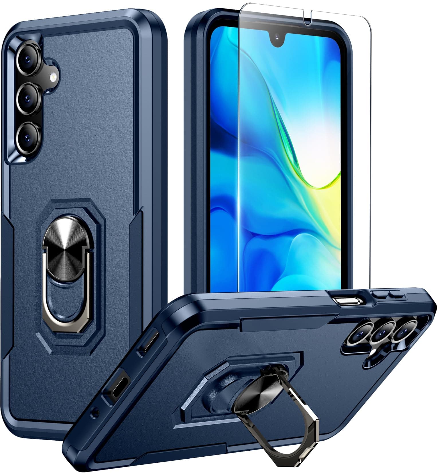 Red2Fire Designed for Samsung Galaxy A16 Case, [Built-in Invisible Stand][Military Grade Shockproof] Non-Slip Heavy Duty Full Body Shockproof Protection Phone Case Galaxy A16 5G Case,Seablue