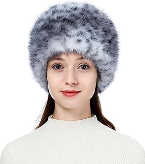 LA CARRIE Women's Faux Fur Hat for Winter with Stretch Cossack Russian Style White Warm Cap