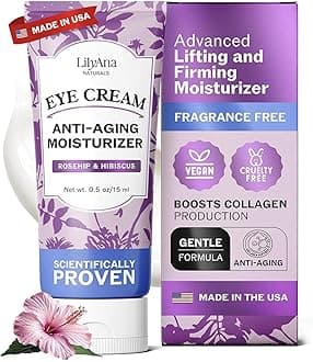 LilyAna Naturals Eye Cream for Dark Circles and Puffiness, Under Eye Cream for Wrinkles and Bags, Anti Aging Cream helps Improve Dryness; for Sensitive Skin 0.5 oz