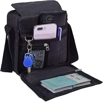 dealcase Canvas Small Messenger Bag for Men Women, Mini Crossbody Bag Shoulder Bag Chest Bag Travel Bag Multi-pocket Purse