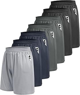 5 Pack Athletic Gym Mens Shorts - Workout Black Quick Dry Basketball Shorts with Pockets for Running Casual Activewear