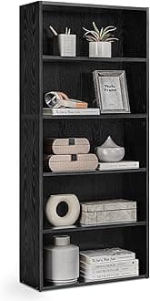 CUSTOS Collection - Bookshelf, 5-Tier Bookcase, Book Shelf, Open Storage Shelf, 9.4 x 23.6 x 52.8 Inches, for Living Room, Home Office, Dinning Room, Ebony Black ULBC165T56