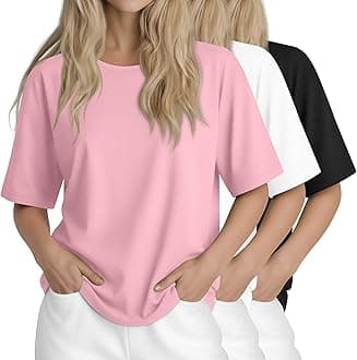 Huukeay 3 Pcs Womens Half Sleeve Top Elbow Length T Shirt Women Round Neck Basic T Shirt Summer Casual Blouses