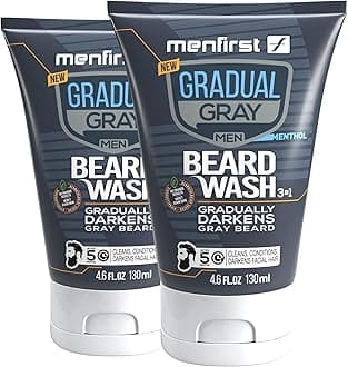 MENFIRSTBeard Wash - Gradual Gray Darkening, Hypoallergenic Beard Dye for Men - For Dark Shades, 9.2 Fl Oz (Pack of 2)