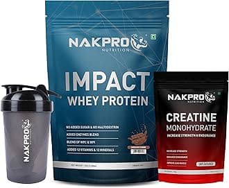 NUTRITION Impact Whey Protein Supplement Powder Combo (1 kg with 100g Creatine & Shaker, Chocolate)
