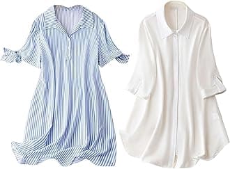 Leriya Fashion Women's Shirt Dress | Knee Length Dresses | Loose Fit | Button-Down | 3/4 Sleeve | Vacation Outfit