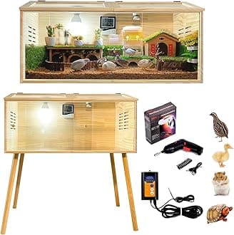 Brooder Box for Chicks,Quail brooder Box,with Sliding Door,Table Legs,2 Types of Thermometer with Heat Lamp Set Suitable for Chicks/Duck/Parrot/Hamster (Upgraded Version 31.5"×15.7"×15.7")