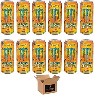 Monster Energy Drink Flavours | Juiced, Zero Sugar, Ultra, Monarch, Fiesta Mango, Strawberry Dreams, VR46, Punch | High Caffeine Sports Energy Drink | 500ml (Pack 12, Khaotic)
