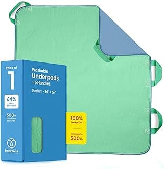 Improvia Positioning Bed Pad 34"x36" with 6 Reinforced Handles, Quick-Drying, Washable, Waterproof, Reusable, Mattress Protection, for Lifting, Turning, Transfer, Elderly and Incontinence Patients.