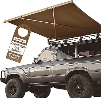 KAMMOK CROSSWING: Vehicle Awning | Three-Second Deployment | No Supports Required | All-Weather Durability | Adjustable Coverage | Desert Tan 5 ft