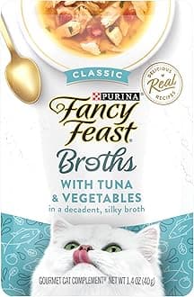 Fancy Feast Broths For Cats Tuna & Vegetables In A Decadent Silky Broth - Pack of 16, 1.4 Oz. Ea.