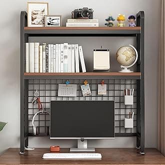 1/2-Layer Desktop Bookshelf Organizer, Iron Computer Desk Top Shelves, College Dorm Desk Hutch, Storage Shelves For Dorm Home Office(Black,75 * 20 * 98cm 2 layers)