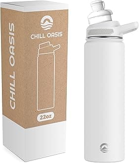 Water Bottle | Compatible With Popular Flavor Cartridges | BPA Free, Leak Proof, Double-Walled Vacuum Insulated Stainless Steel, and Dishwasher Safe | Cold for 24 Hours (White, 22oz)
