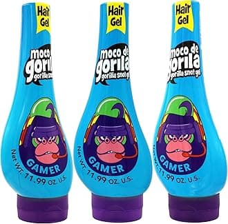 Gamer, Hair Styling Gel, Long-Lasting Hold, Reactivatable with Water, 3-Pack of 11.92 Oz Each, 3 Squeezable Bottles.