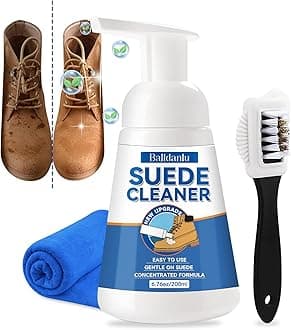 Suede Shoe Cleaner, 6.76 Oz Suede and Nubuck Cleaner, No-Rinse Foam Shoe Cleaner Kit for Leather, Boots, Knit, Canvas