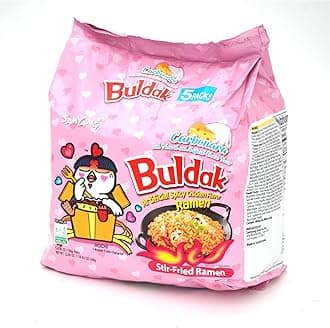 Buldak Hot Chicken Spicy Ramen Korea Instant Packaged Noodles,Carbonara,4.58 oz,5 Pack