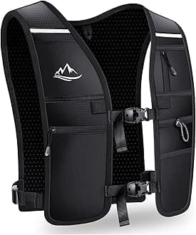 Running Vest for Women Men, Reflective Hydration Vest with Adjustable Waistband & Phone Pocket, Lightweight Breathable Running Water Vest for Jogging Hiking Trail Cycling and Marathon Race