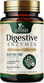 Digestive Enzymes - Super Digestive Multi Enzyme Complex for Bloating & Gut Health Support with Bromelain, Papain, Probiotics & Prebiotics - Digestion Health Support for Women & Men - 60 Capsules