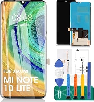 OLED for Xiaomi Mi Note 10 Lite Screen Replacement for Xiaomi Mi Note 10 Lite LCD Display for M2002F4LG M1910F4G Digitizer Touch Screen Assembly Repair Kits (with Fingerprint)