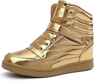 Womens High Top Sneakers with Hidden Wedge Heel Ankle Support 2 Inch Height Increase 80s Retro Casual Boots
