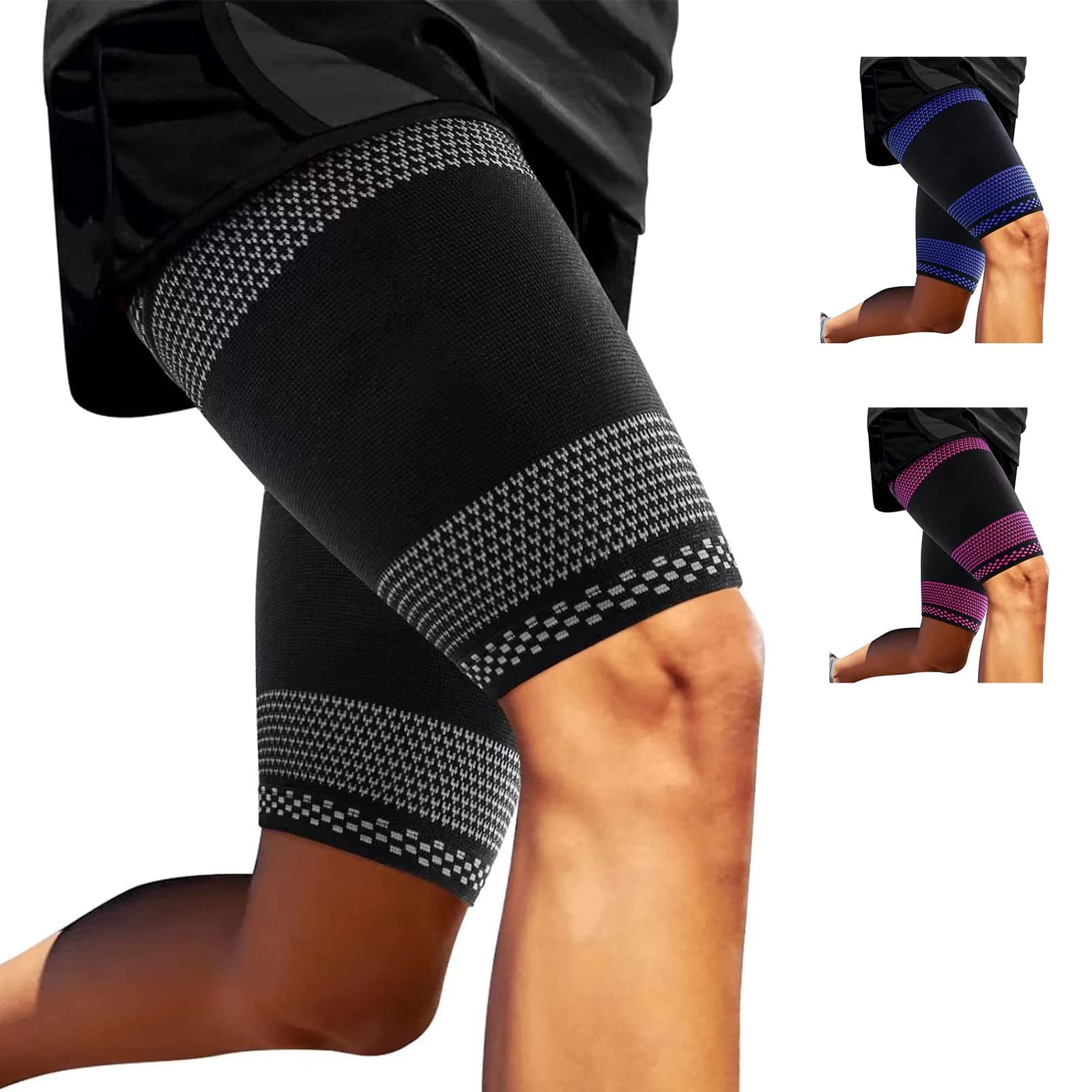 ABYONThigh Compression Sleeves (Pair), Hamstring Compression Sleeve for Quad & Groin Pain Relief & Recovery, Thigh Brace Support Anti Slip Upper Leg Sleeves for Men and Women,Great for Running
