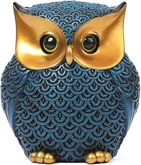 Owl Statue Home Decor Accents Small Decor Items for Shelf Owl Figurines Home Decorations for Living Room Office Bedroom, Gifts for Owl Lover (Blue)
