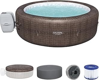 SaluSpa St. Moritz 5 to 7 Person Inflatable Hot Tub, Round Energy-Efficient Portable Outdoor Spa with 180 AirJets, 85" x 28"
