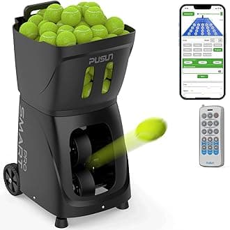 PT-Smart PRO Tennis Ball Machine - High Capacity, 4-6h Battery, for AppleWatch/App/Remote Control, Maximum Speed 120KM/H, Ideal for Tennis Beginners, Training, Club & Pro Competition