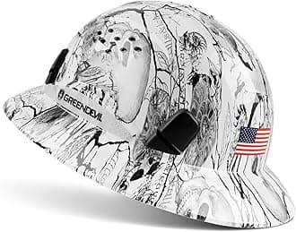Full Brim Hard Hat Vented Construction Safety Helmet OSHA Approved Cascos De Construccion ABS Work Hardhat for Men&Women 6 Point Adjustable Ratchet Suspension Custom Pattern Design