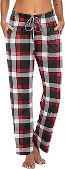 EkouaerWomen Pajama Pants Comfy Pj Bottom with Pockets Stretch Plaid Sleepwear