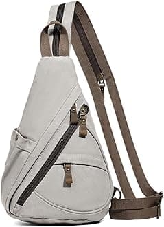 KL928 Canvas Sling Bag - Small Crossbody Backpack Shoulder Casual Daypack Rucksack for Men Women(Large Version,Leaden)
