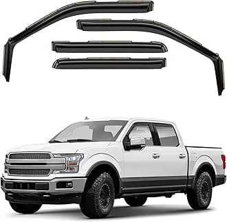 Window Deflectors Smoke Tinted in-Channel Side Window Vent Visor Deflectors Rain Guards Compatible with Ford F150 2015-2020 SuperCrew (fit for F250-F550 17-25) - 4pcs. GW0815