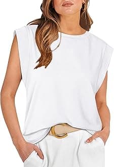 WIHOLL Cap Sleeve Tops for Women Summer Top Basic Tee Shirts Casual Tank Loose Fit 2025 Fashion