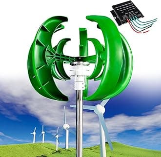 Wind Turbine Generator Kit, 12000W 12V/24V/48V Vertical Wind Turbine Electricity Set, 5 Blade Horizontal Wind Power Generator Kit for Home, Boat, Marine, Monitoring, Street Lighting,Green-12V