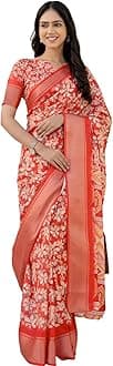 SIRIL Women's Silk Printed Ready to Wear Saree With Unstitched Blouse Piece