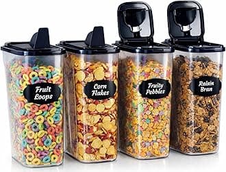 Chef's Path Airtight Food Storage Containers - Pack of 4 (4L/135.3oz) - MULTISPOUT Design for Kitchen & Pantry - BPA-Free Cereal Containers with Bigger Spout Mouth for Easy Pouring